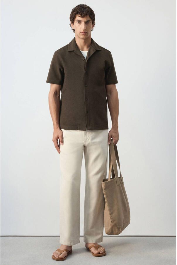 Mango Man regular fit overhemd bruin - Foto 3