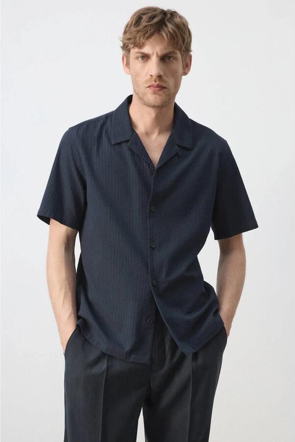 Mango Man regular fit overhemd marine