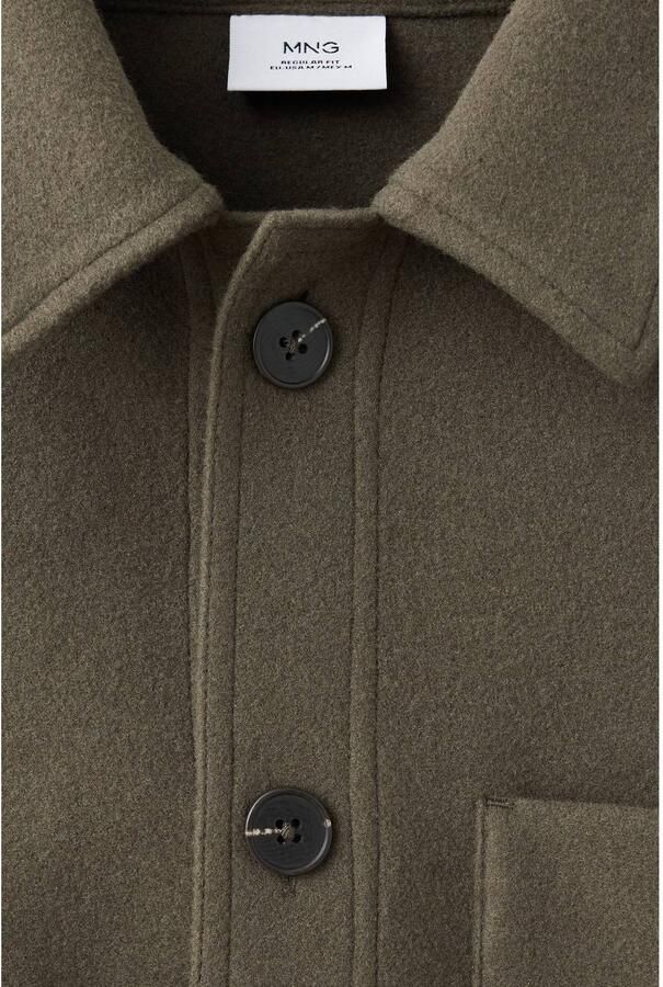 Mango Man regular fit overshirt donkergroen - Foto 2