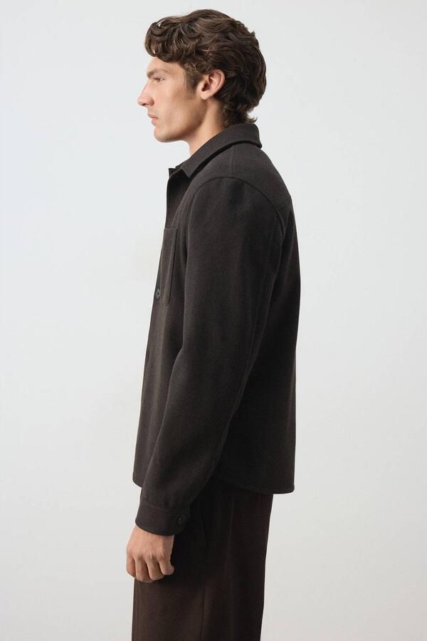 Mango Man regular fit overshirt middenbruin - Foto 3