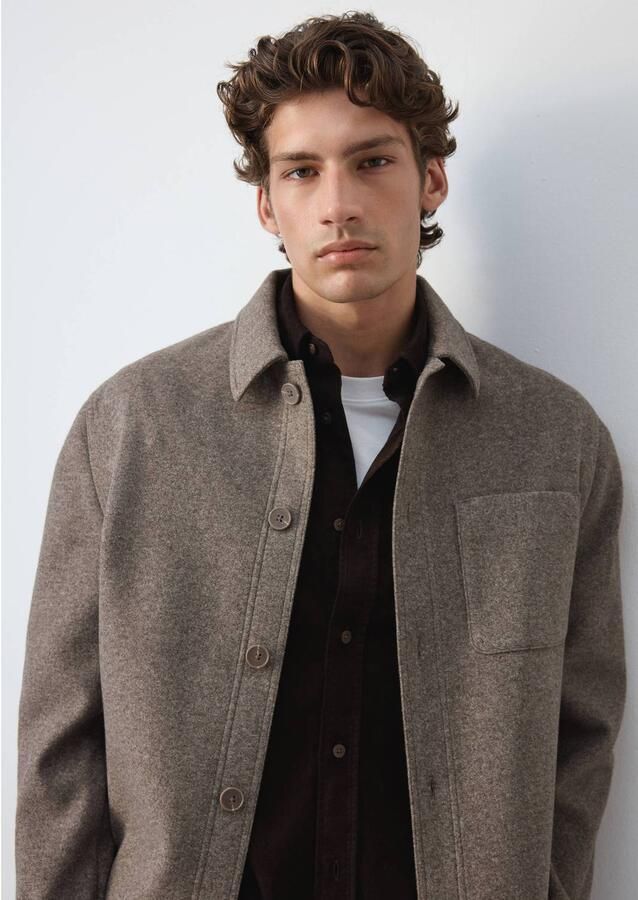 Mango Man regular fit overshirt middenbruin - Foto 2