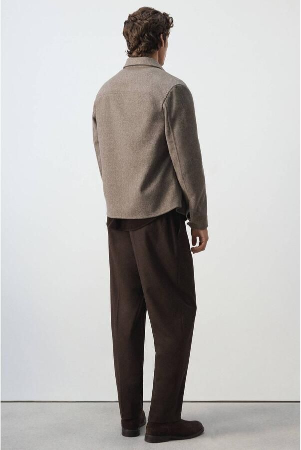 Mango Man regular fit overshirt middenbruin - Foto 3