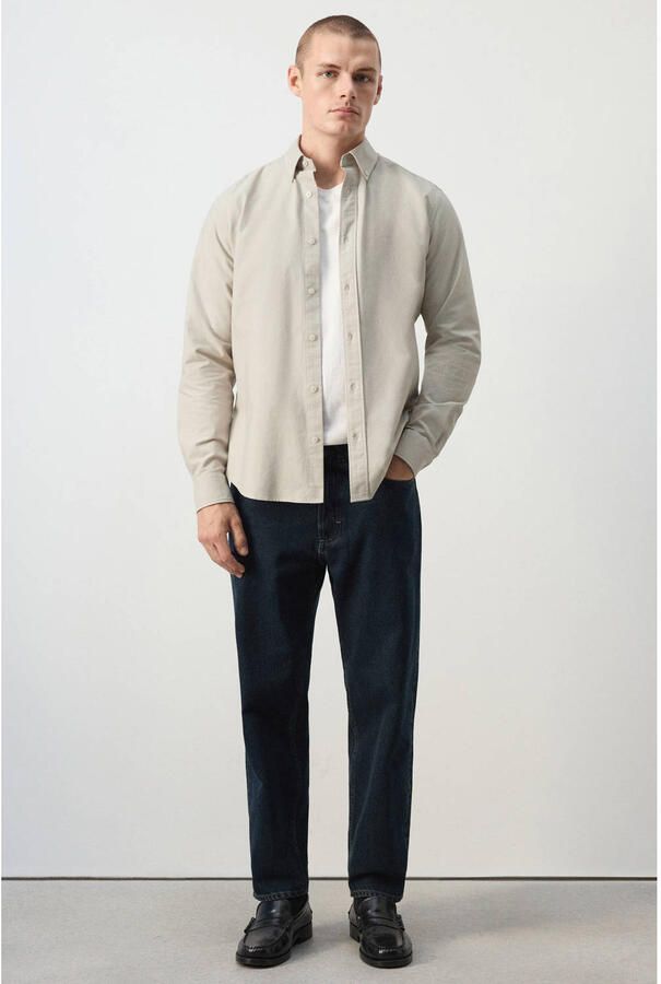 Mango Man regular fit oxford overhemd lichtbeige - Foto 3
