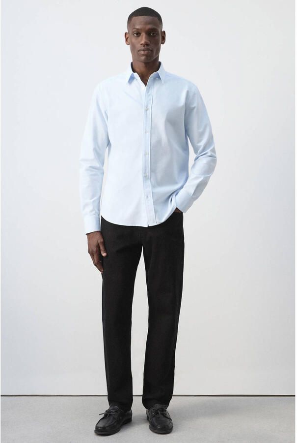 Mango Man regular fit oxford overhemd lichtblauw