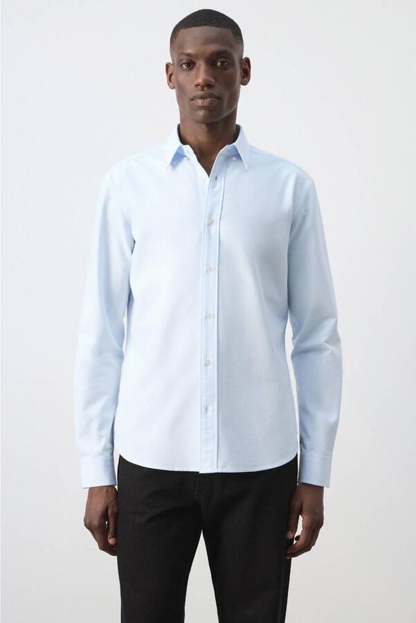Mango Man regular fit oxford overhemd lichtblauw - Foto 3
