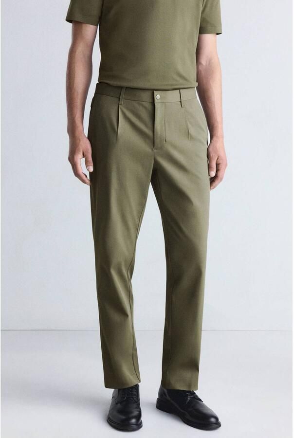 Mango Man regular fit pantalon donkergroen