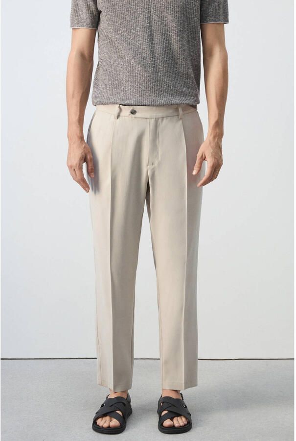 Mango Man regular fit pantalon lichtbeige