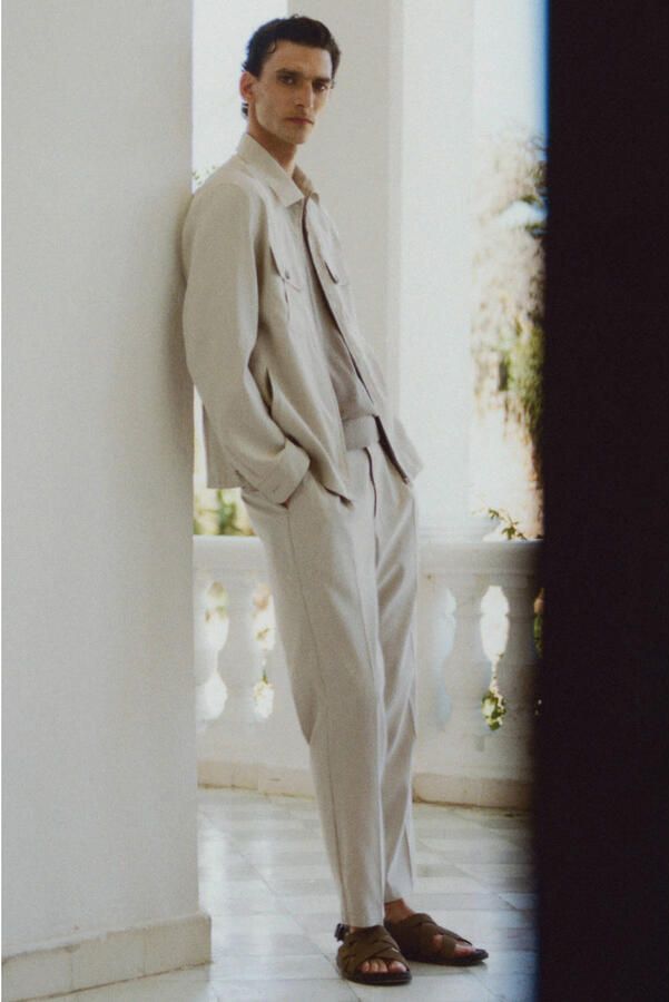 Mango Man regular fit pantalon lichtbeige - Foto 3