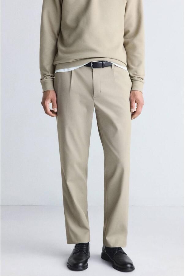 Mango Man regular fit pantalon lichtbeige