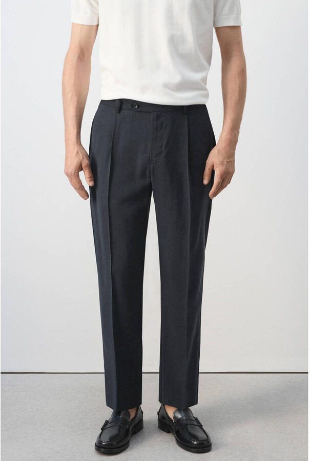 Mango Man regular fit pantalon marineblauw