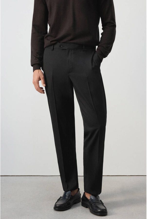 Mango Man regular fit pantalon met wol zwart