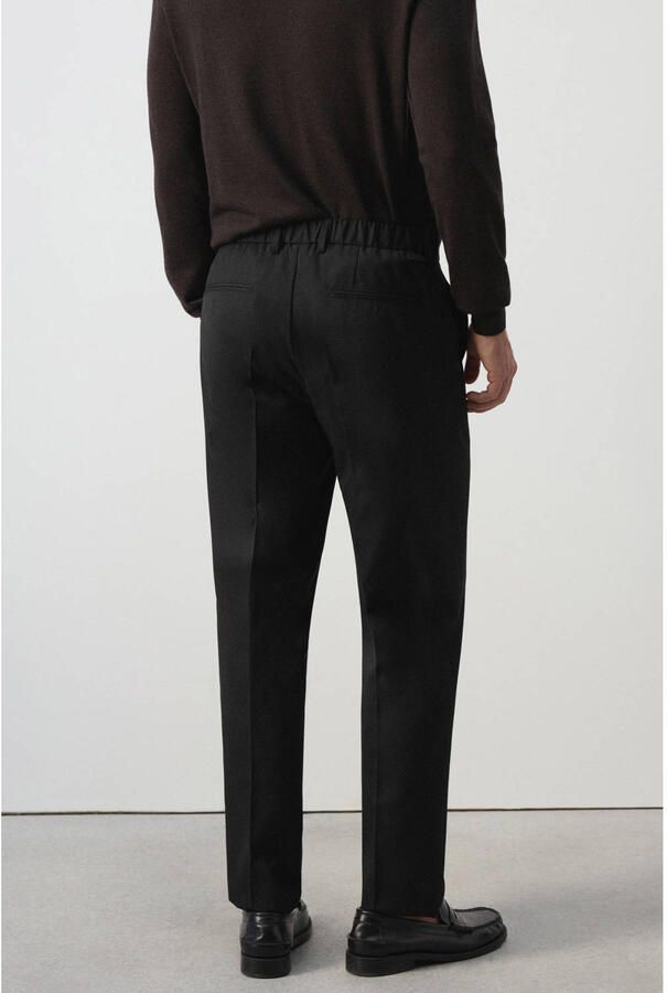 Mango Man regular fit pantalon met wol zwart - Foto 2