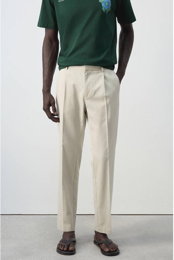 Mango Man regular fit pantalon naturel wit