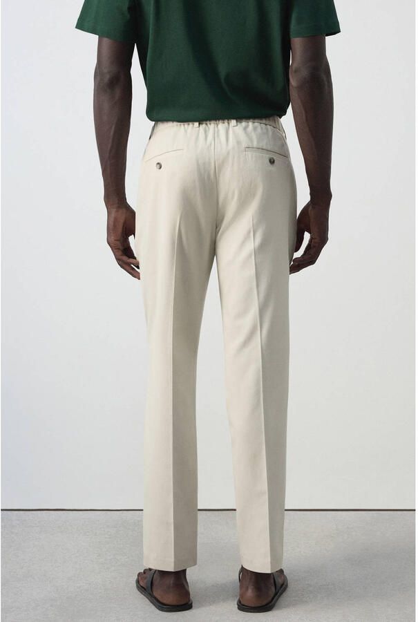 Mango Man regular fit pantalon naturel wit - Foto 2