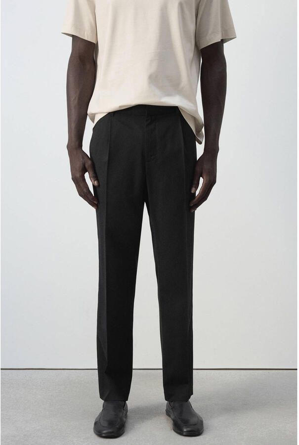 Mango Man regular fit pantalon zwart