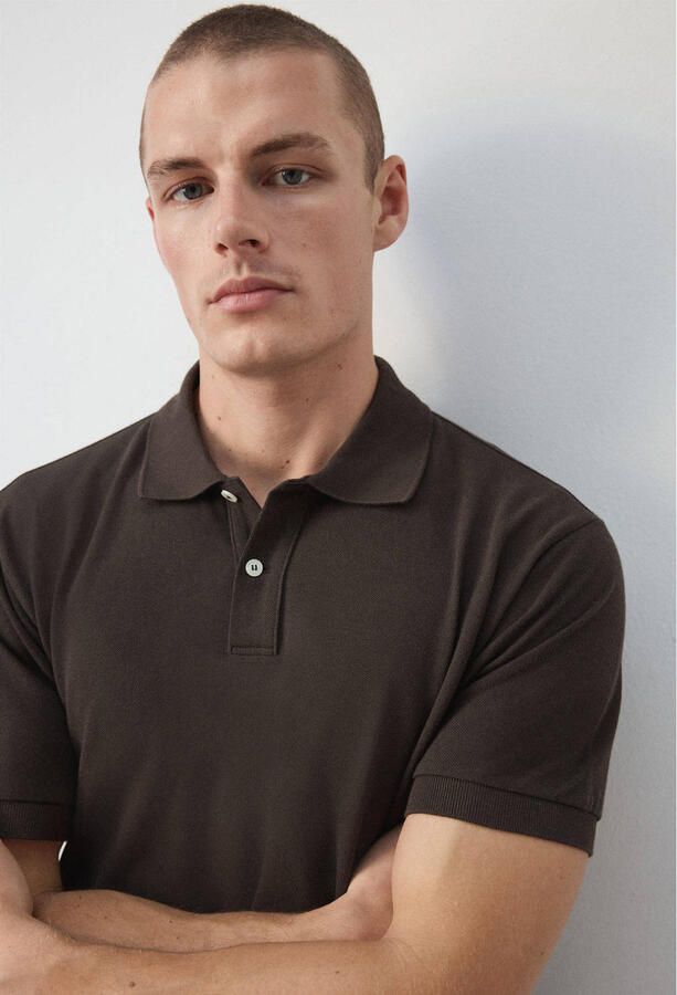 Mango Man regular fit piqué polo bruin - Foto 2