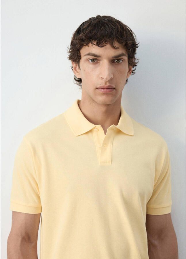 Mango Man regular fit piqué polo geel