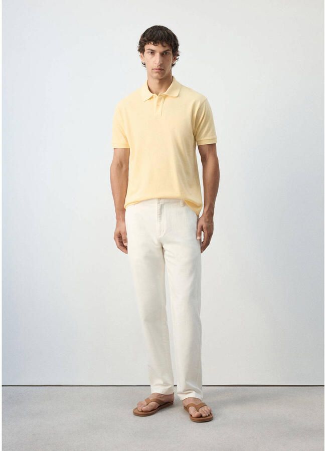 Mango Man regular fit piqué polo geel - Foto 2
