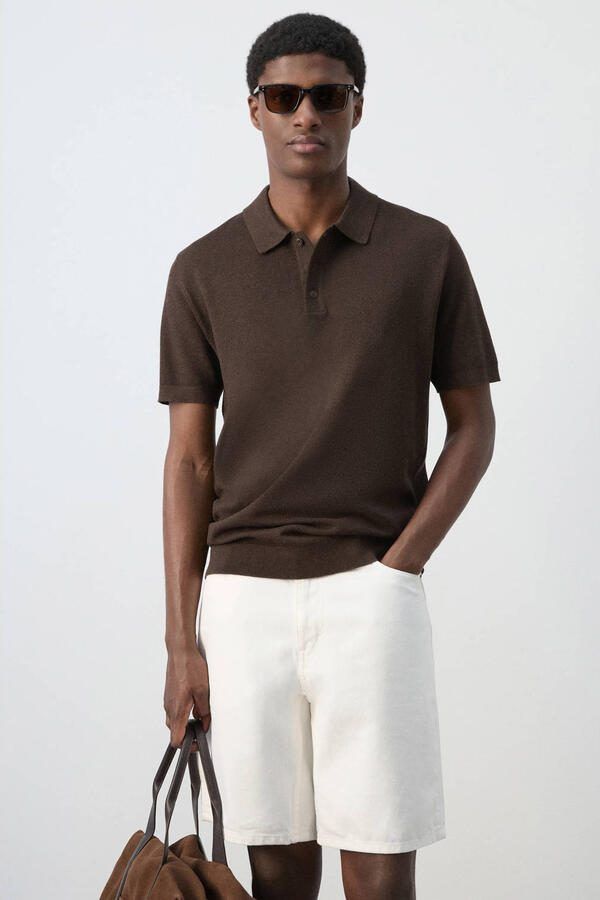Mango Man regular fit polo bruin