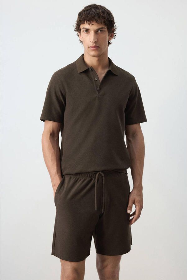 Mango Man regular fit polo bruin