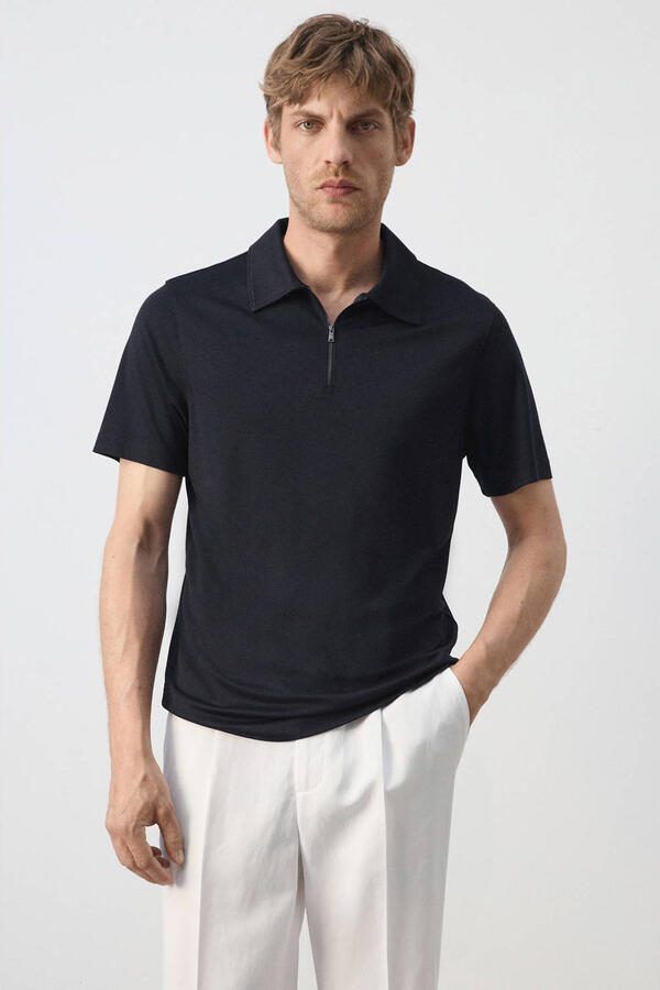 Mango Man regular fit polo donkerblauw