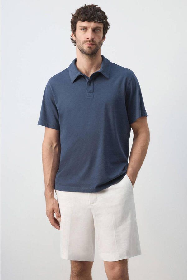 Mango Man regular fit polo donkerblauw