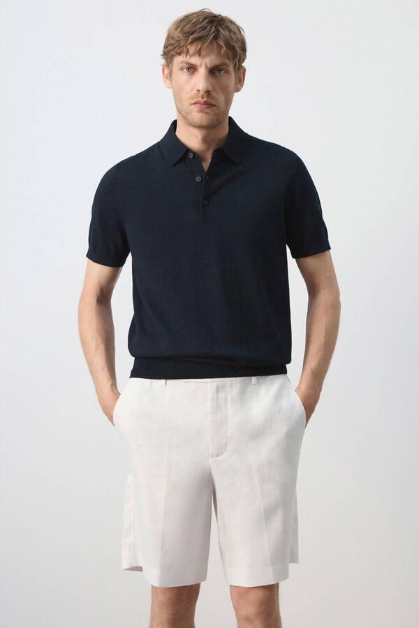 Mango Man regular fit polo donkerblauw