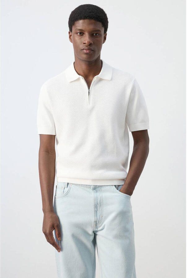 Mango Man regular fit polo ecru