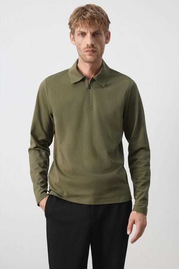 Mango Man regular fit polo kaki - Foto 3