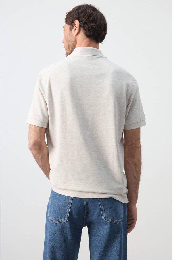 Mango Man regular fit polo lichtbeige - Foto 3