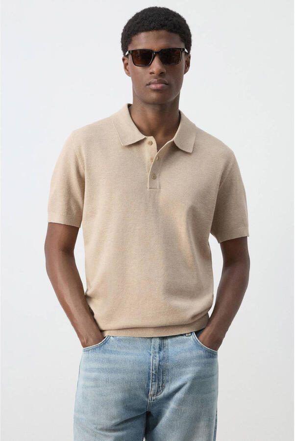 Mango Man regular fit polo lichtbeige
