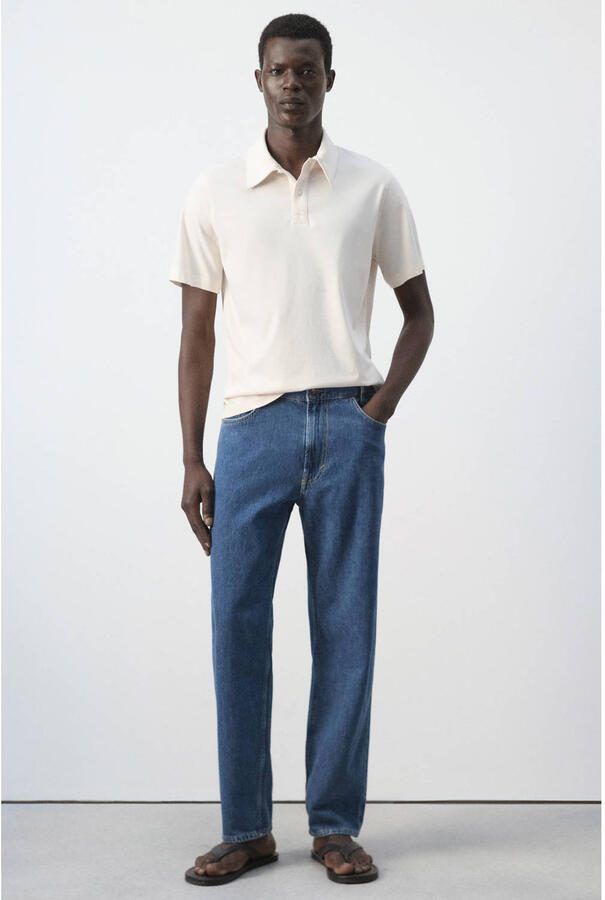 Mango Man regular fit polo lichtbeige - Foto 3