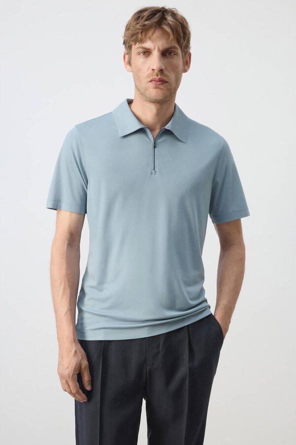Mango Man regular fit polo lichtblauw