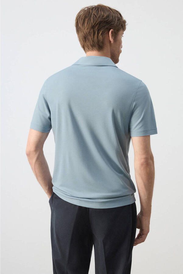 Mango Man regular fit polo lichtblauw - Foto 2