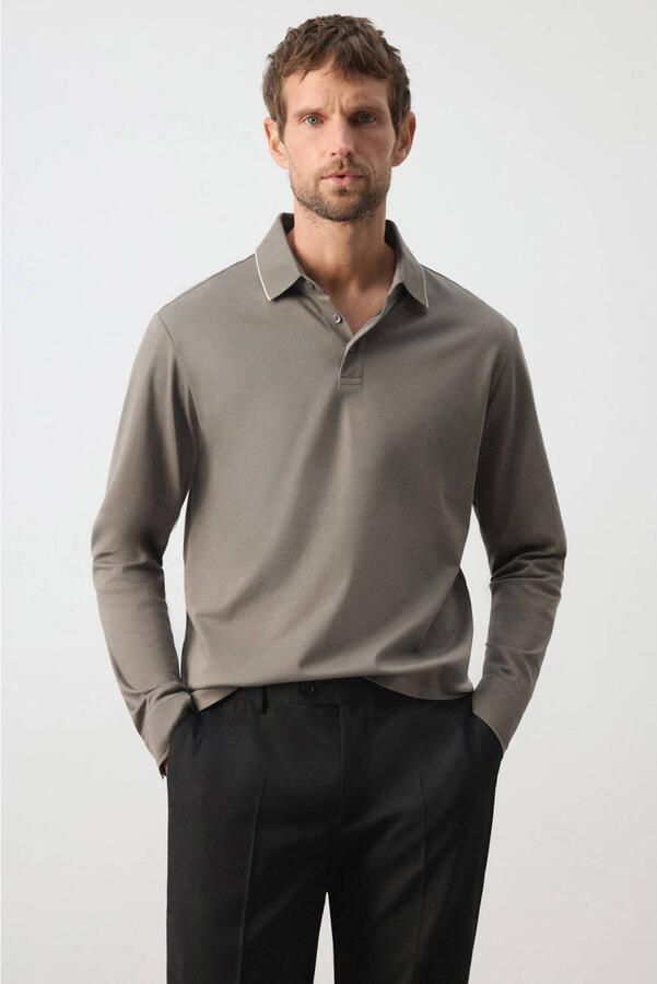 Mango Man regular fit polo middengrijs