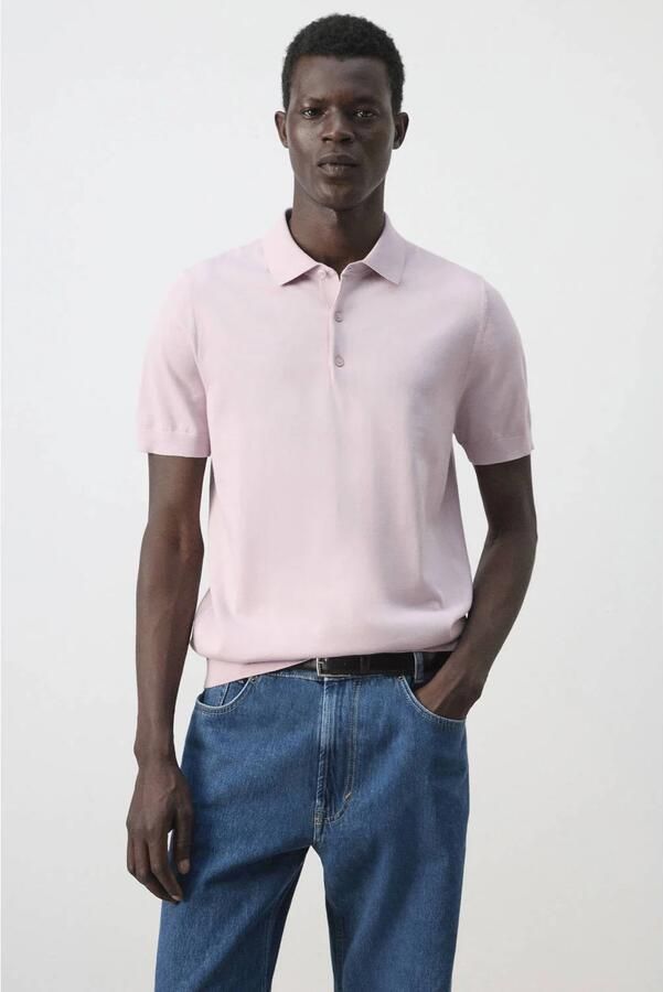 Mango Man regular fit polo pastelroze