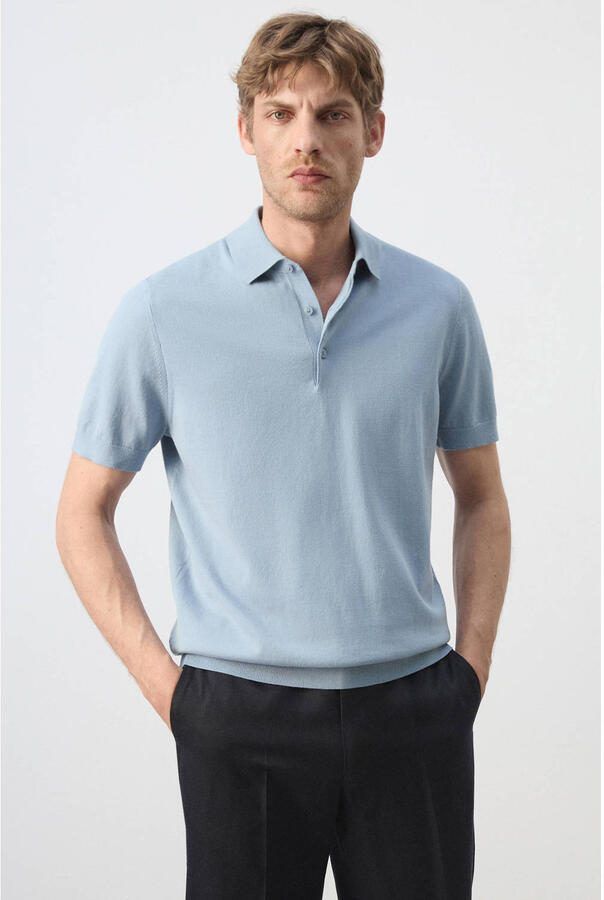 Mango Man regular fit polo turkoois