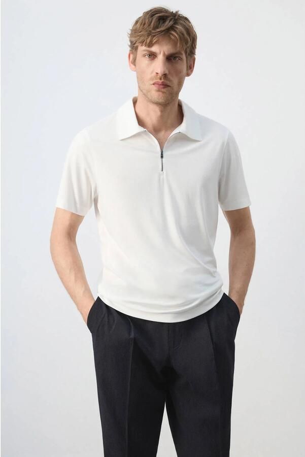 Mango Man regular fit polo wit