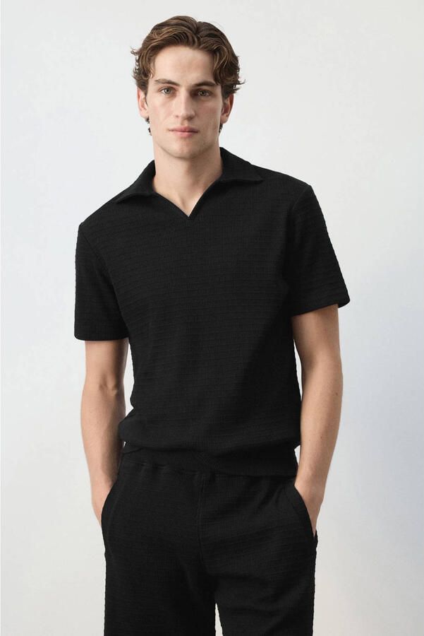 Mango Man regular fit polo zwart