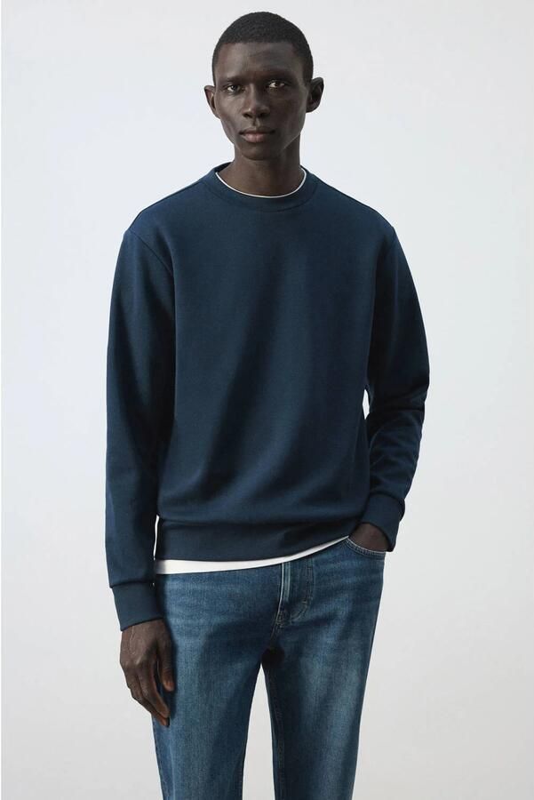 Mango Man regular fit sweater donkerblauw