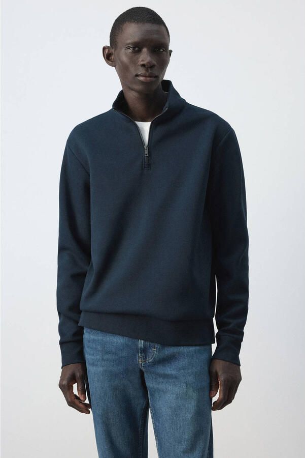Mango Man regular fit sweater donkerblauw