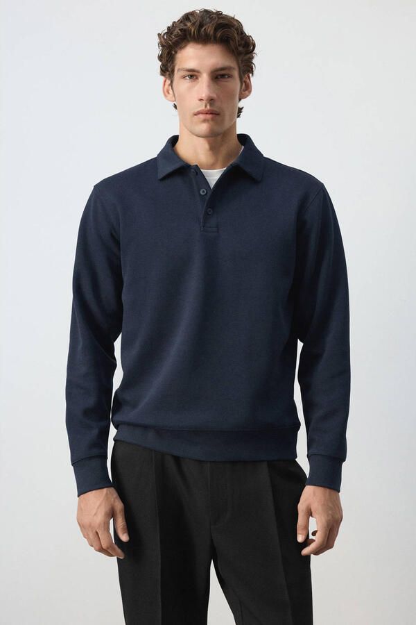 Mango Man regular fit sweater donkerblauw