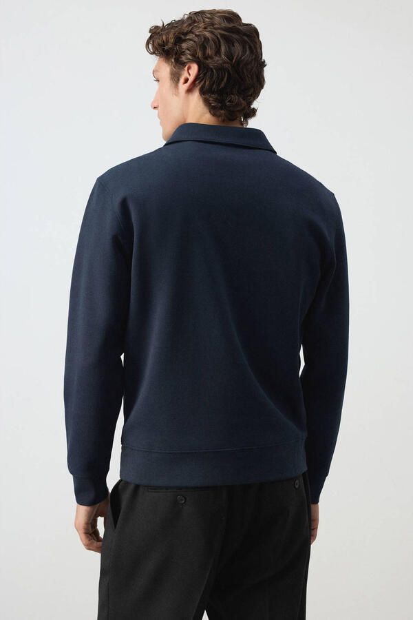 Mango Man regular fit sweater donkerblauw - Foto 3