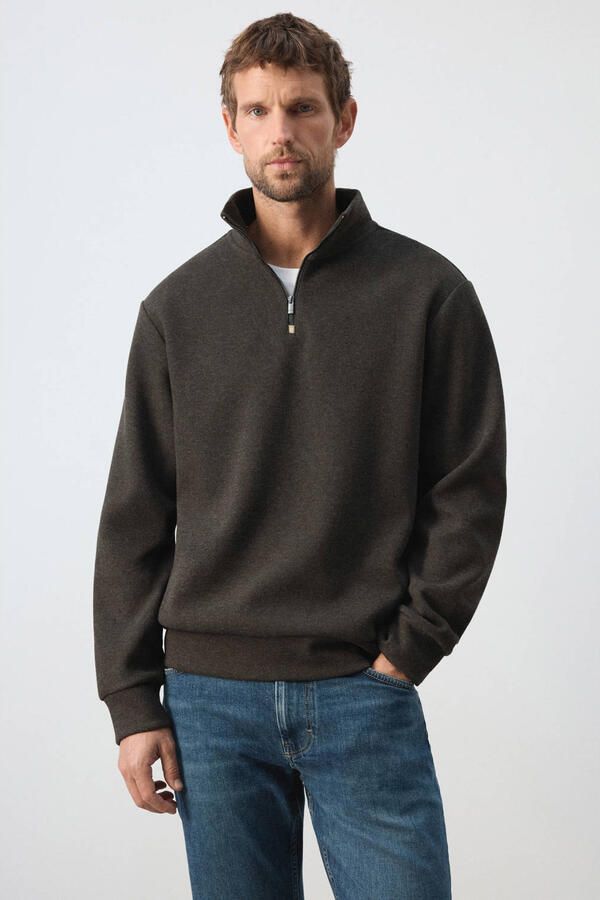 Mango Man regular fit sweater met wol bruin