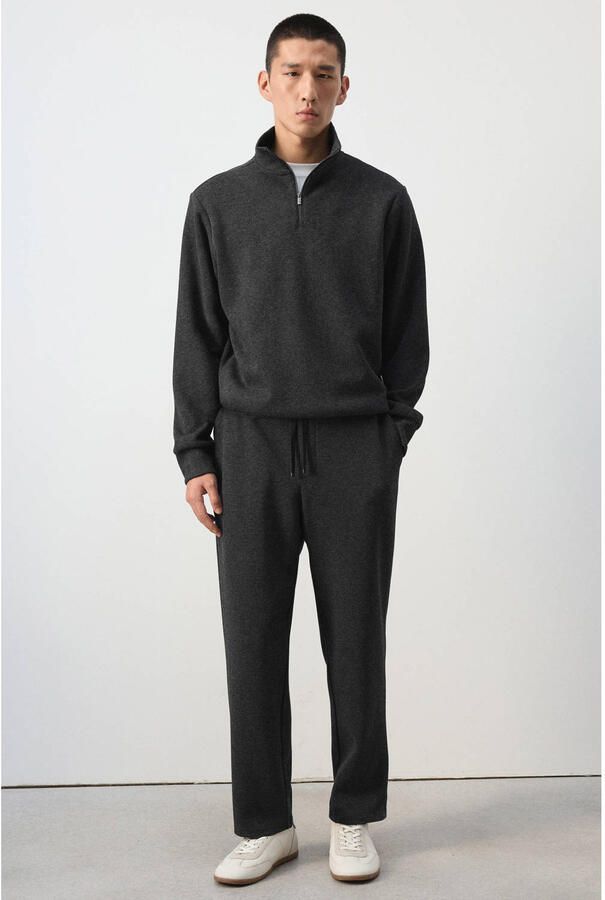 Mango Man regular fit sweater met wol donkergrijs - Foto 3