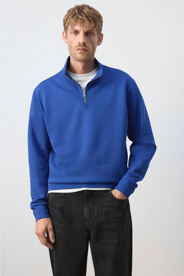 Mango Man regular fit sweater middenblauw