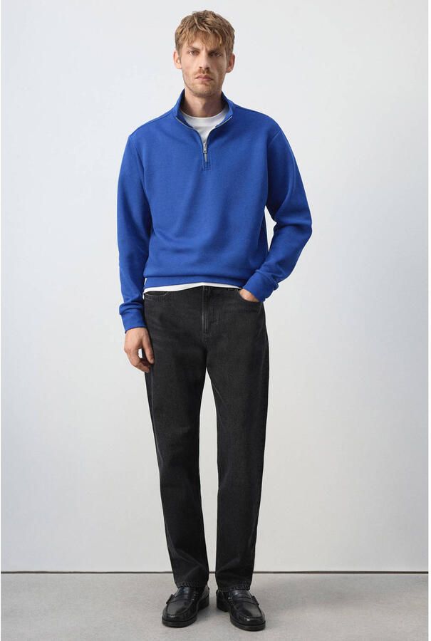 Mango Man regular fit sweater middenblauw - Foto 3
