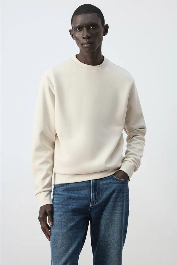 Mango Man regular fit sweater naturel wit