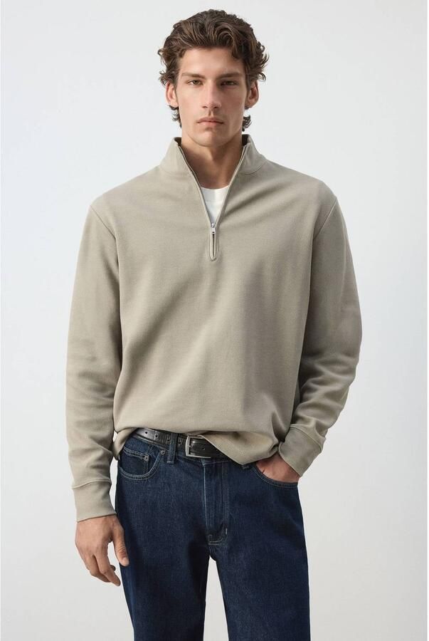 Mango Man regular fit sweater pastelgrijs