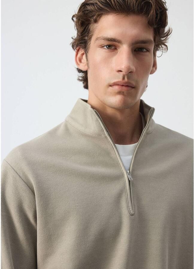 Mango Man regular fit sweater pastelgrijs - Foto 2